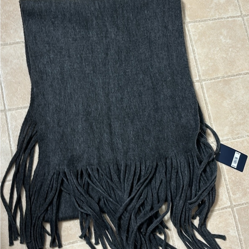 Lucky Brand Charcoal Gray Scarf with Fringe